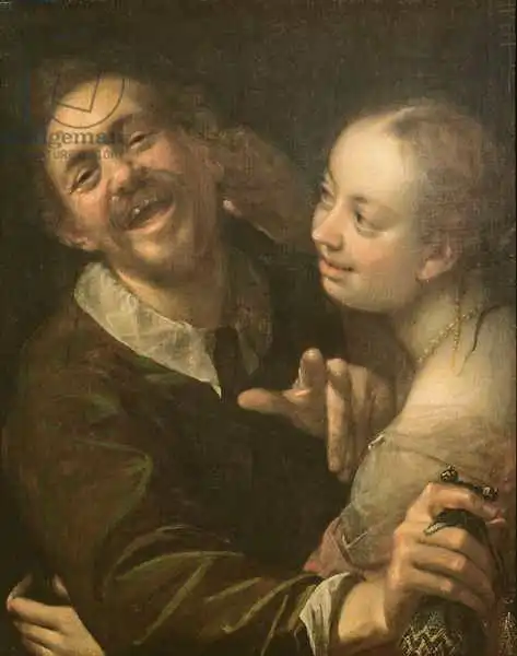 Aachen, Johann Hans von: A Laughing Couple, self portrait of the artist with his wife (Scherzendes Paar)