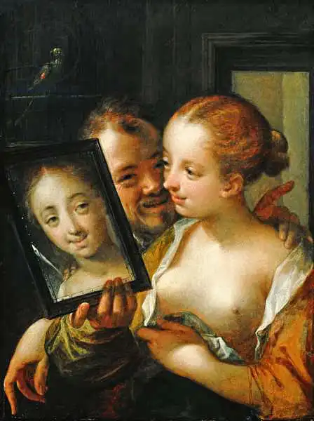 Aachen, Johann Hans von: Laughing Couple with a mirror