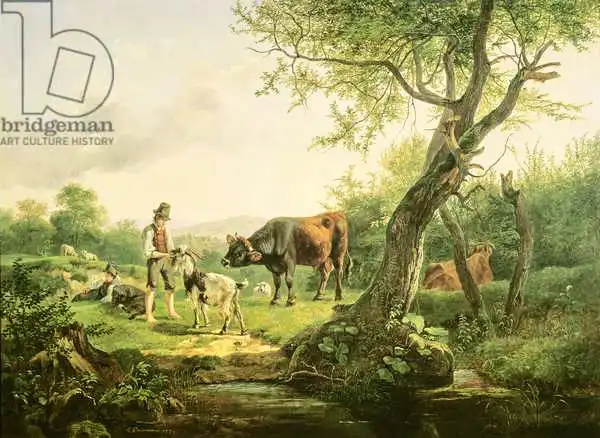 Gauermann, Friedrich: Paysage avec un berger