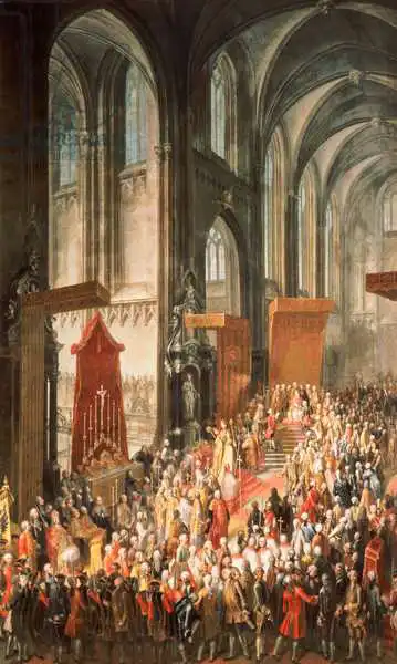 Mytens or Meytens, Martin II: The Investiture Joseph II (1741-90) following his coronation as Emperor of Germany in Frankfurt Cathedral