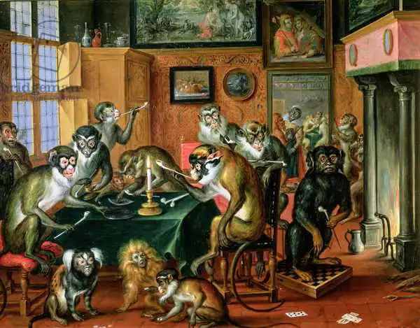 Teniers, Abraham: The Smoking Room with Monkeys