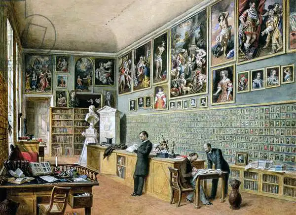 Goebel, Carl: The Library, in use as an office of the Ambraser Gallery in the Lower Belvedere