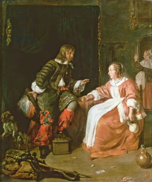 Metsu, Gabriel: A maid and an officer, c.1660-70