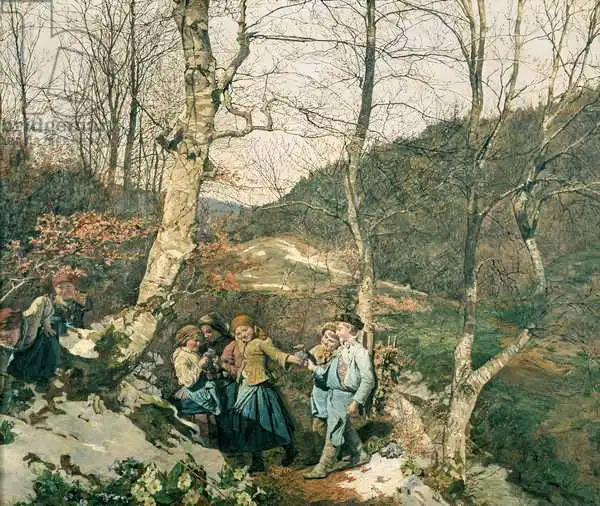 Waldmüller, Ferdinand Georg: Early Spring in the Vienna Woods (The Violet Pickers)