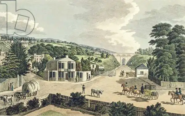 English school (19th century): The Highgate Archway from the Turnpike Gate at Holloway