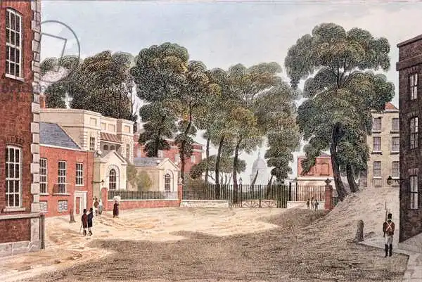 English school (19th century): View of Whitehall Yard, illustration from 