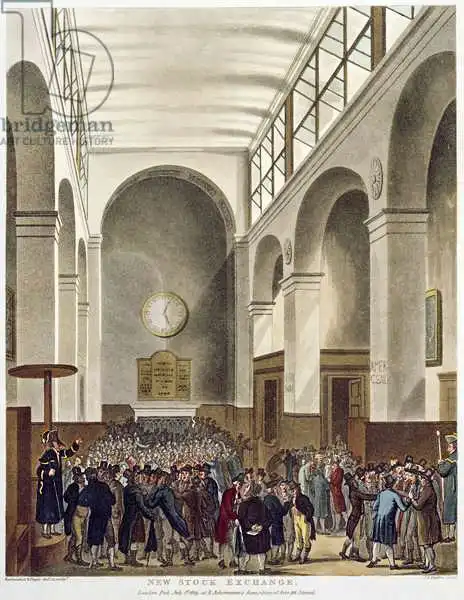 Rowlandson, T: The New Stock Exchange, Bartholomew Lane, from Ackermann