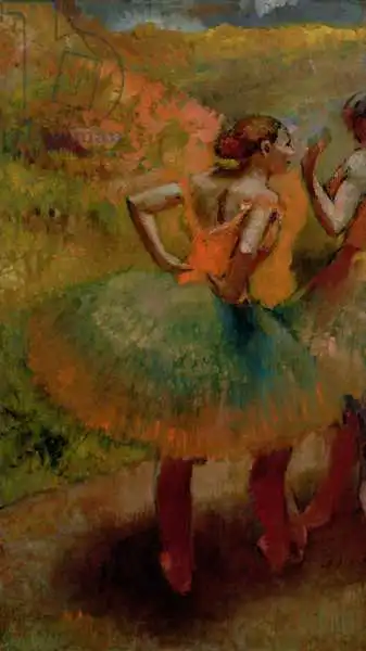 Degas, Edgar: Ballerine con gonne verdi