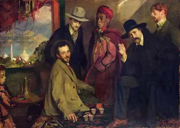 Blanche, Jacques-Emile: Andre Gide (1869-1951) and his Friends at the Cafe Maure of the Exposition Universelle of 1900