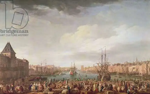 Vernet, Claude Joseph: Morning View of the Inner Port of Marseille and the Pavilion of the Horloge du Parc