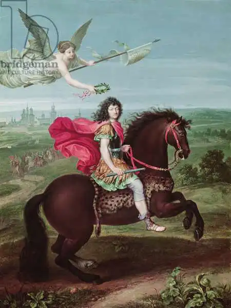 French school (17th century): Portrait of Louis XIV (1638-1715), frontispiece for a Book of Military Campaign Maps