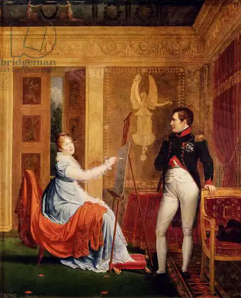 Menjaud, Alexandre: Marie Louise (1791-1847) of Habsbourg Lorraine Painting a Portrait of Napoleon I (1769-1821)