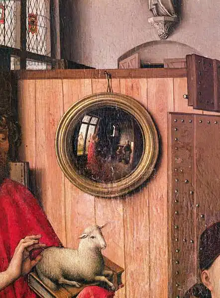 Unknown: St. John the Baptist and the Donor, Heinrich Von Werl, from the Werl Altarpiece, detail of the mirror