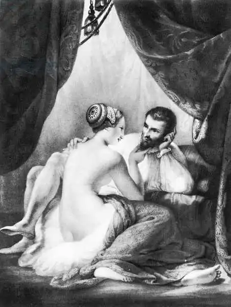 French school (19th century): Henri IV (1553-1610), King of France and his Mistress Gabrielle d