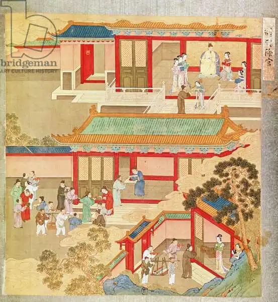 Chinese school (17th century): Emperor Hsuan Tsung (712-756 AD) at home, from a history of Chinese emperors