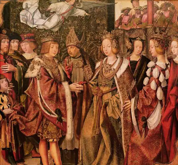 Unknown: St. Ursula and Prince Etherius Making a Solemn Vow to each Other, panel from the St. Auta Altarpiece, c.1520 (detail)