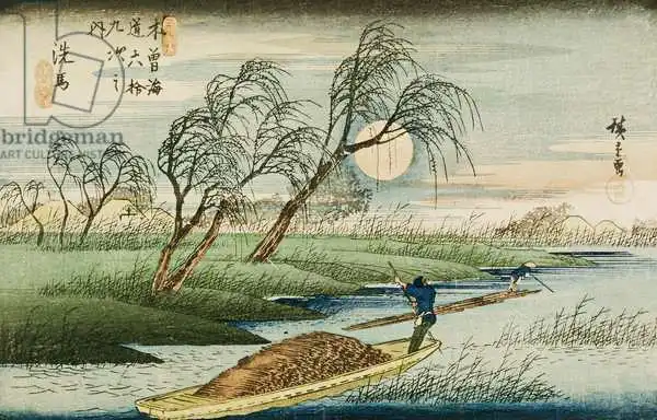 Hiroshige, Ando or Utagawa: Luna llena en Seba, de la serie "69 estaciones del Kisokaido", c.1837-42