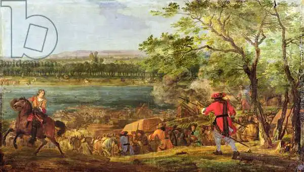 Meulen, Adam Frans van der: The Arrival of the Pontoneers for the Crossing of the Rhine, late 17th century