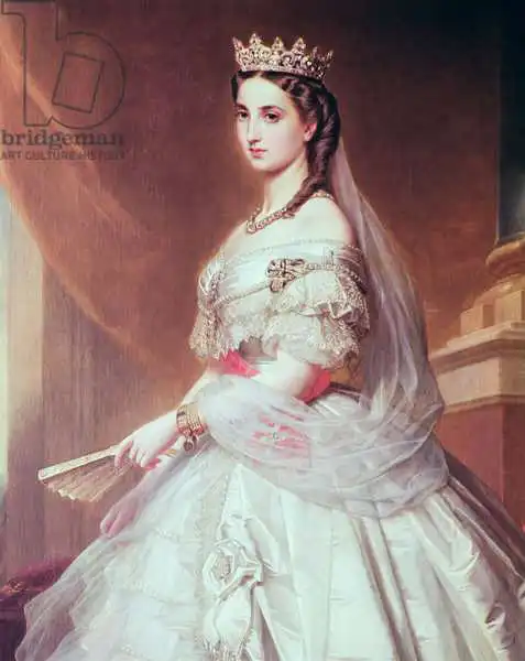 Graefle, Albert: Portrait of Charlotte of Saxe-Cobourg-Gotha (1840-1927) Princess of Belgium and Empress of Mexico