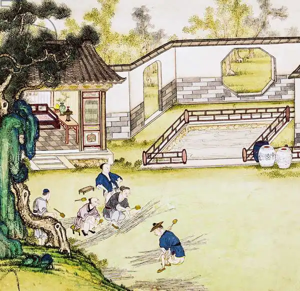 Japanese school (19th century): Gathering bamboo to make paper