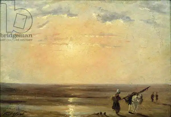 Huet, Paul: The Beach at Trouville with Setting Sun