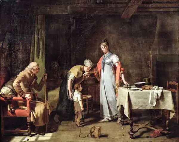 Drolling, Martin: Young Woman Helping an Unfortunate Family