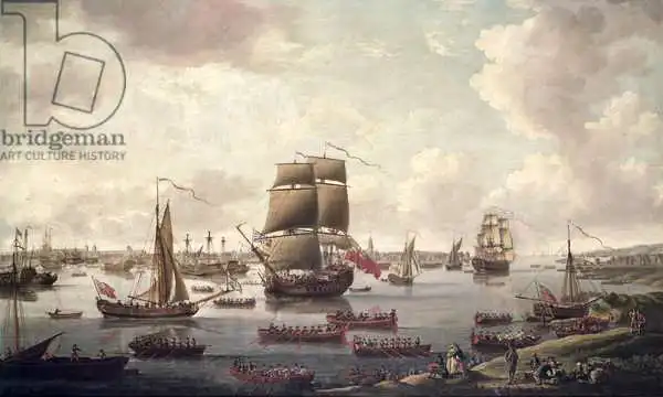 English school (18th century): Vista sul Tamigi