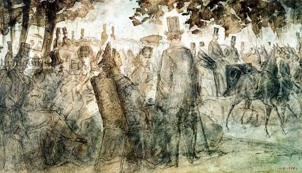 Guys, Constantin: Carriages and Promenaders on the Avenue des Champs-Elysses