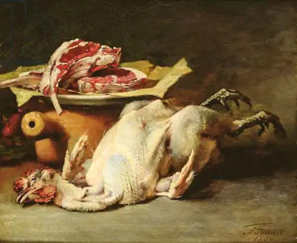 Fouace, Guillaume Romain: Still Life of a Chicken and Cutlets