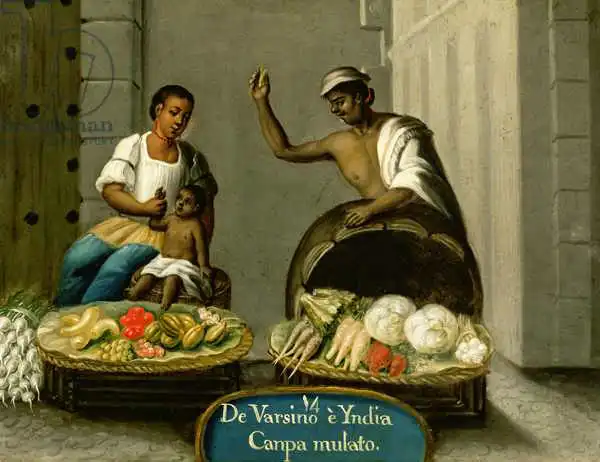 Mexican author 18. century: A Man from Varsino and his American Indian Wife, from a series of mixed marriages in Mexico