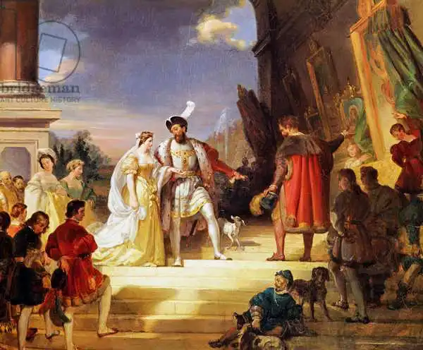 Fragonard, Alexandre E.: Francois I (1494-1547) with Leonardo da Vinci (1452-1519)
