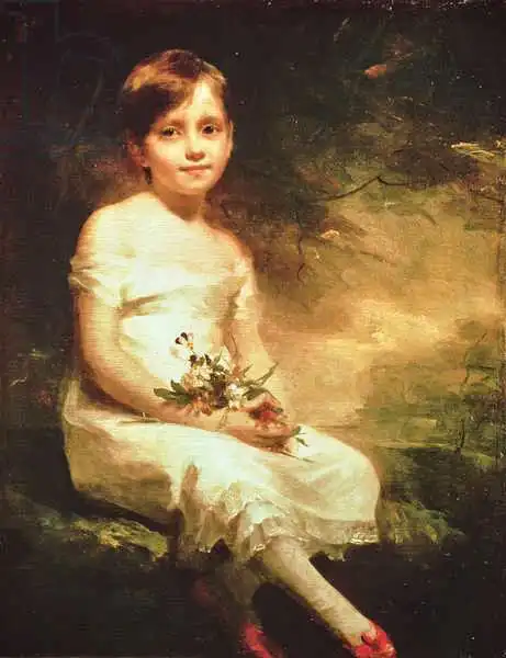 Raeburn, Henry: Little Girl with Flowers or Innocence, Portrait of Nancy Graham