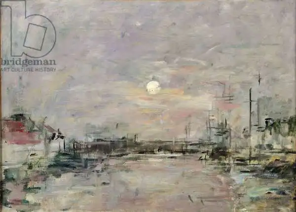 Boudin, Eugene Louis: Dusk on the Commercial Dock at Le Havre, c.1892-94