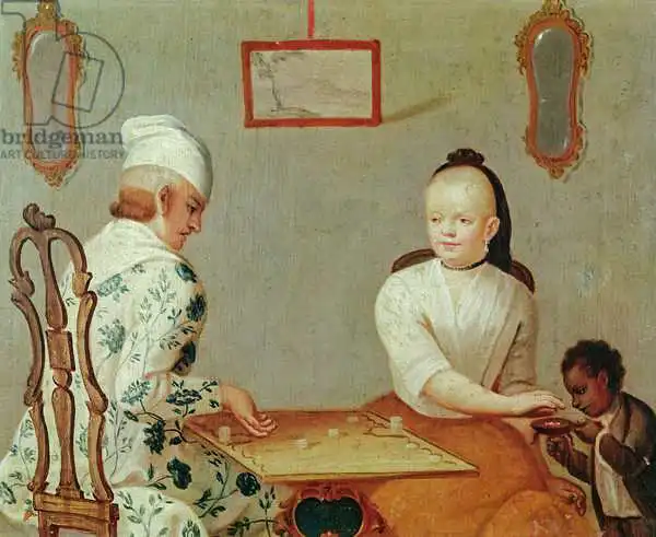 Mexican author 18. century: A Spanish Man and his Wife, from a series on mixed race marriages in Mexico