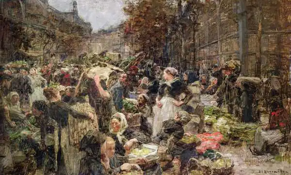 Lhermitte, Léon Augustin: Les Halles, study for a painting for the Salon des Lettres at the Hotel de Ville, Paris, commissioned in 1889