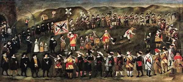 Flemish school (17th century): Members of the Brotherhood of St. Barbara of Dunkirk in 1633