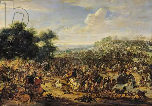 Meulen, Adam Frans van der: Battle near a Bridge