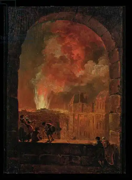Robert, Hubert: Fire at the Opera of the Palais-Royal, View from the Louvre