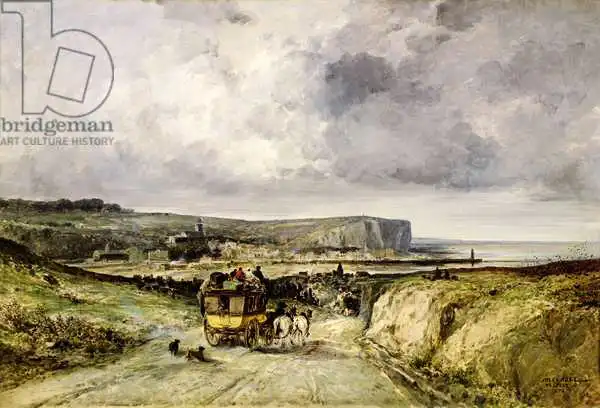Noel, Peter Paul Joseph: Arrival of a Stagecoach at Treport