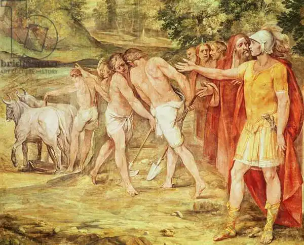Cesari, Giuseppe: Romulus marking the limits of Rome, from the Sala dei Horatii e Curatii