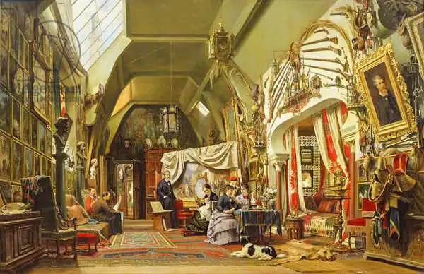 Giraud, Charles: Eugene Giraud (1806-81) in his Studio with his Brother, Charles and his son, Victor