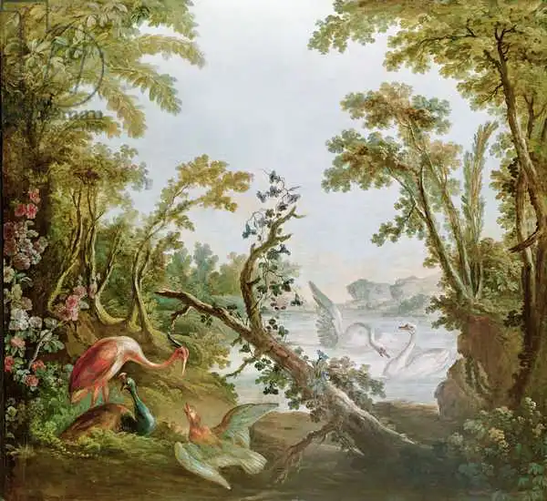 Boucher, Francois: Lake with swans, ...