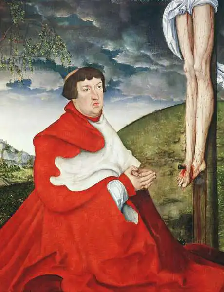 Cranach, Lucas: Albert, Kardinalwähler von Mainz am Fuße des Kreuzes