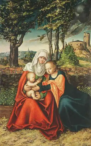Cranach, Lucas: Die Jungfrau Maria mit Saint Anne hält den Kind Jesus