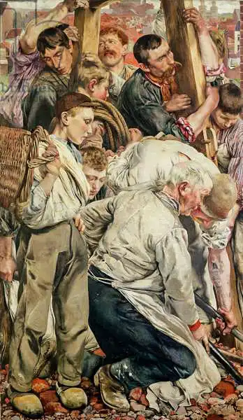 Frederic, Leon Henri Marie: Men, left panel from The Age of the Worker