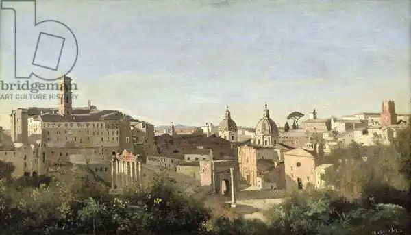 Corot, J. B. Camille: The Forum seen from the Farnese Gardens, Rome