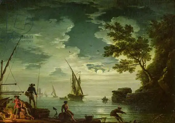 Vernet, Claude Joseph: Seelandschaft, Mondlicht