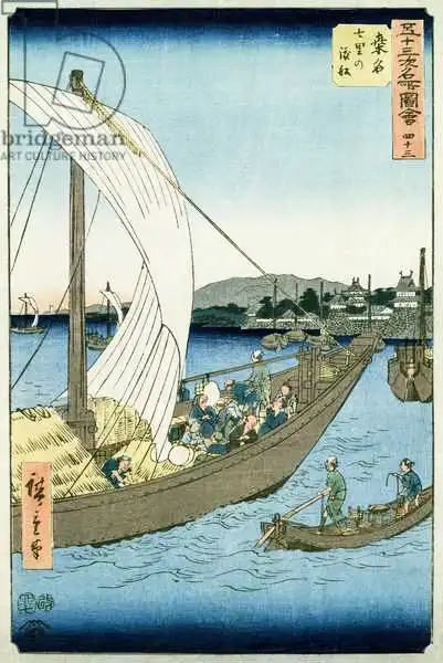 Hiroshige, Ando or Utagawa: Kuwana Landscape, from 