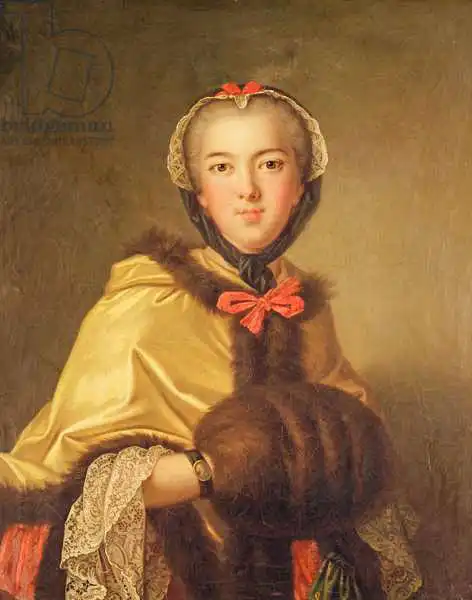 Nattier, Jean-Marc: Portrait of Louis-Henriette de Bourbon-Conti, with muffler