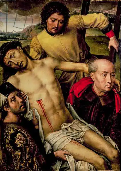 Memling, Hans: Descent from the Cross, left hand panel from the Deposition Diptych, c.1492-94